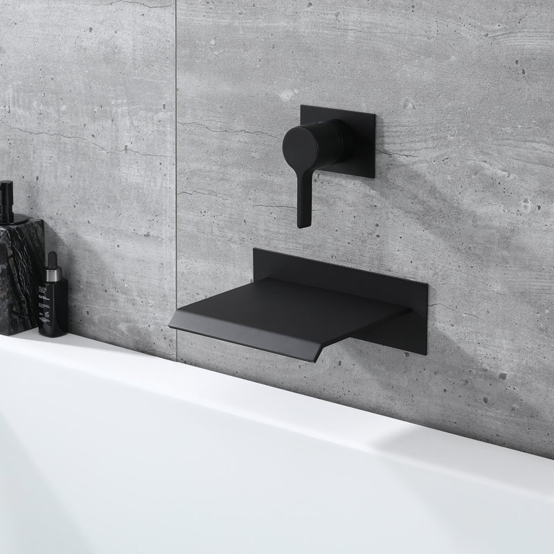 1 Handle Bathroom Waterfall Faucet, Matte Black
