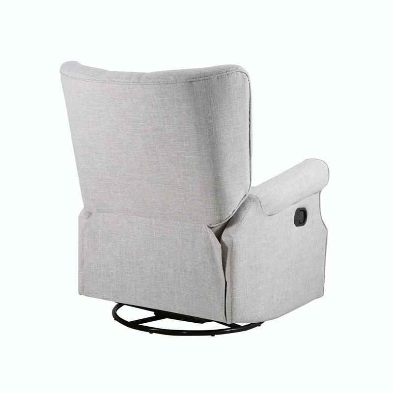 Alice Wingback Swivel Recliner, Gray Linen