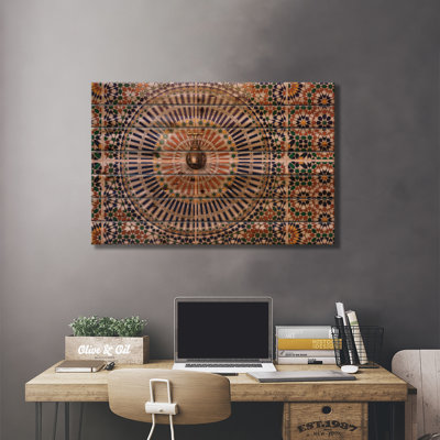 " Africa, Morocco. Close-up of Tile Design Patterns Around Faucet. " Mixed Media Print