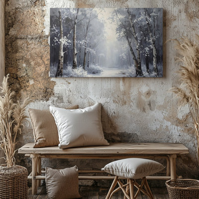 Wall Art Mystic Winter Archway Frosted Forest In Pale Whites Stillness, toile prête à accrocher, décoration de qualité supérieure