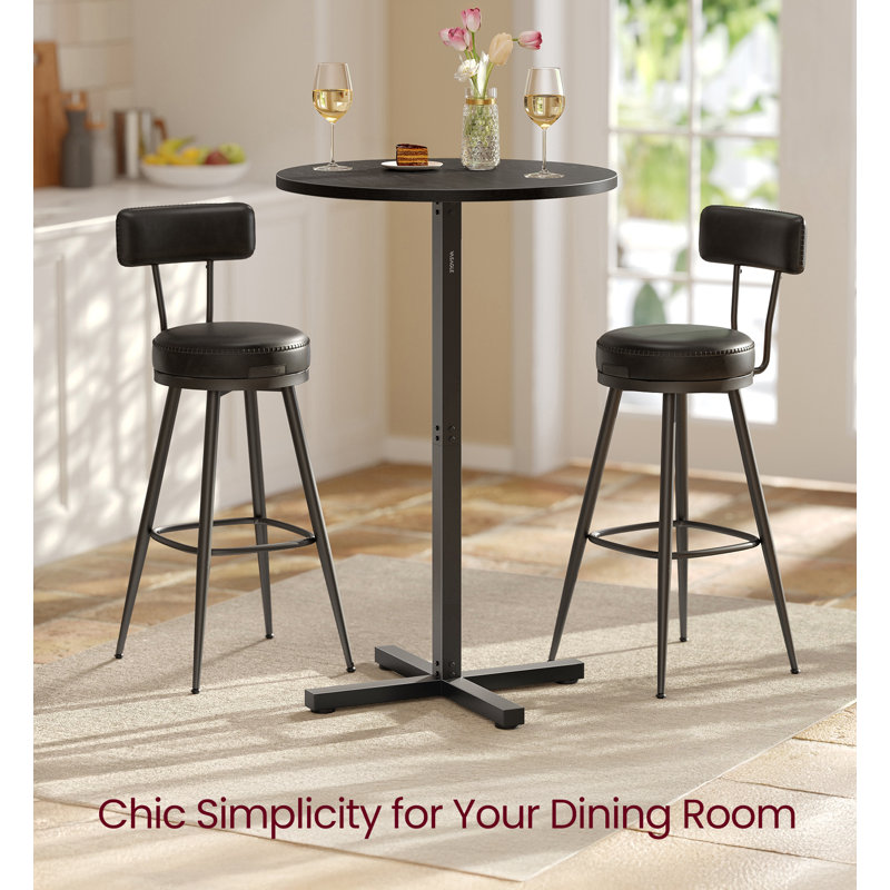 Round Metal Base Dining Table, Ebony Black