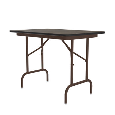 Correll 48 rond, table commerciale pliante, plateau en stratifié thermolaqué noyer lourd 3/4 noyau, , portatif, tablier en acier robuste