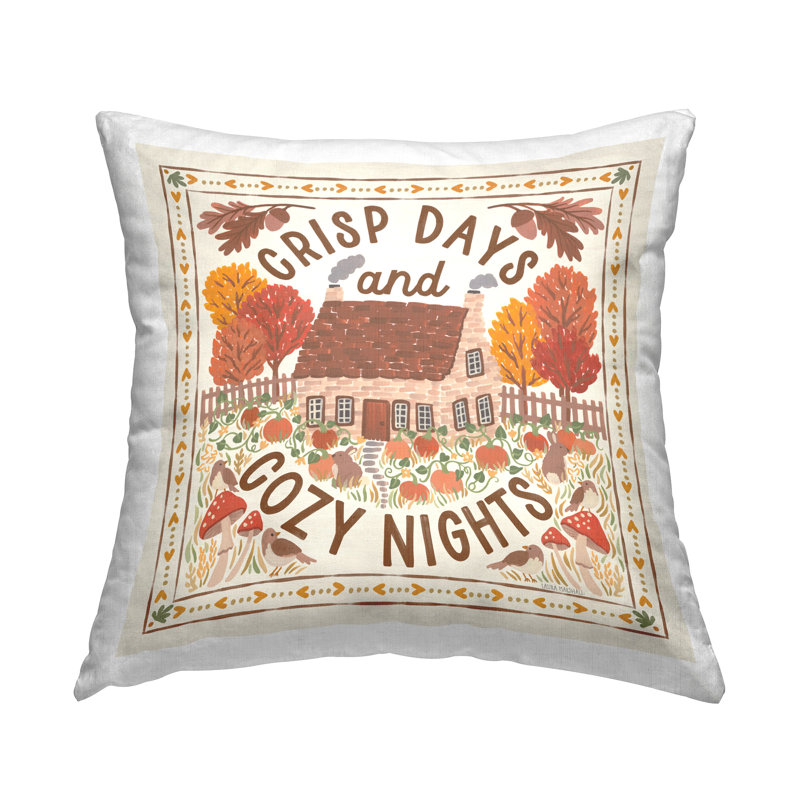 Coussin décoratif imprimé Crisp Days & Cozy Nights par Laura Marshall