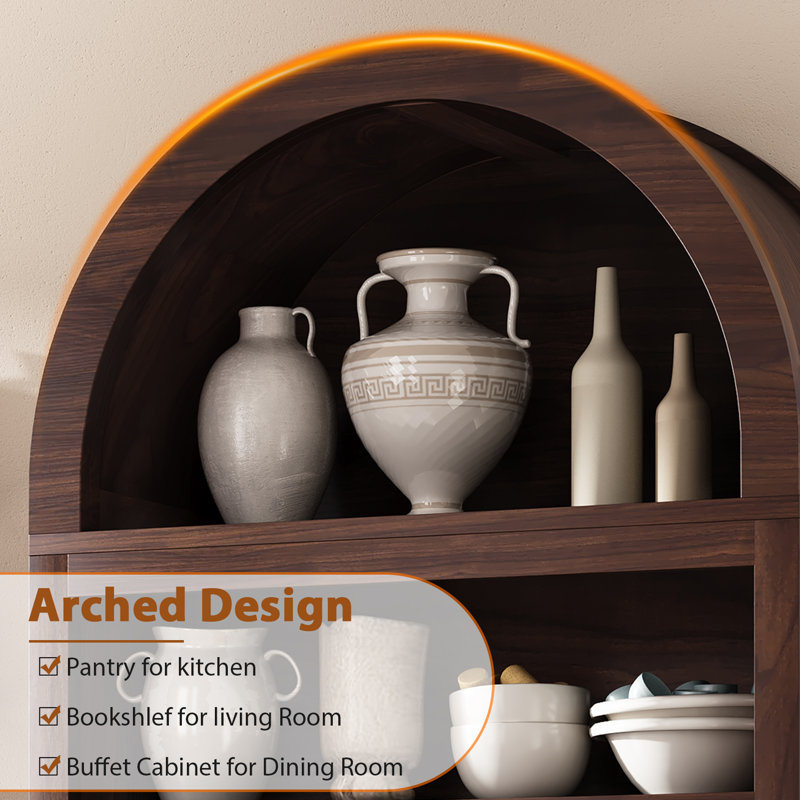 Winston Porter 70.9" Elowen Arched Storage Bookcase