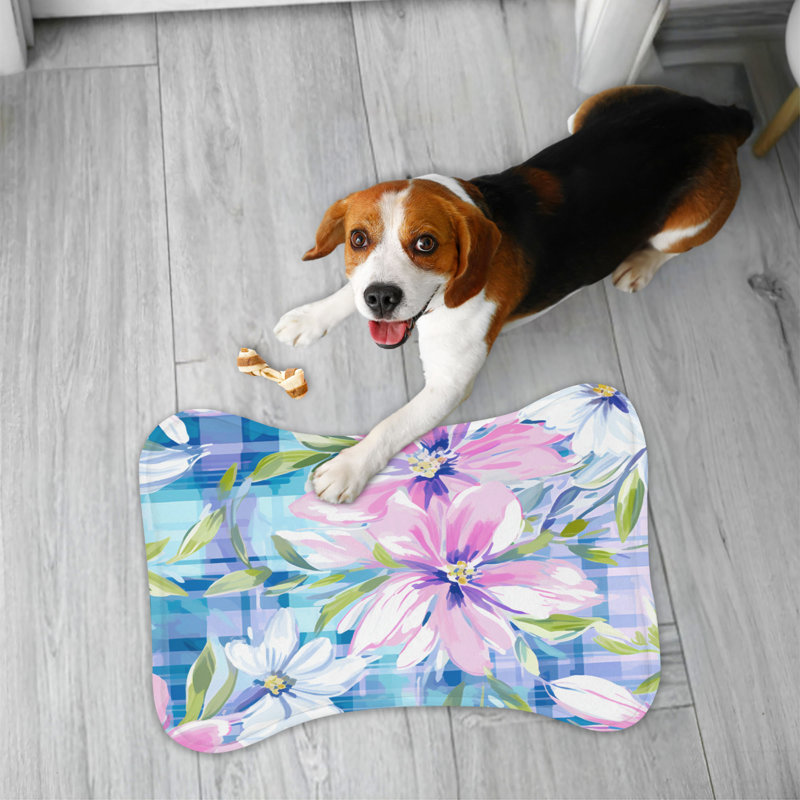 Plaid Blossoms - Tapis d'alimentation en os 1 pièce, Petit (14 po)