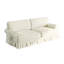 Canapé en tissu luxueux et confortable à 3 et 4 places avec accoudoirs roulés et jupe plissée, siège en tissu 26,4 po pour siège d'appoint, bureau