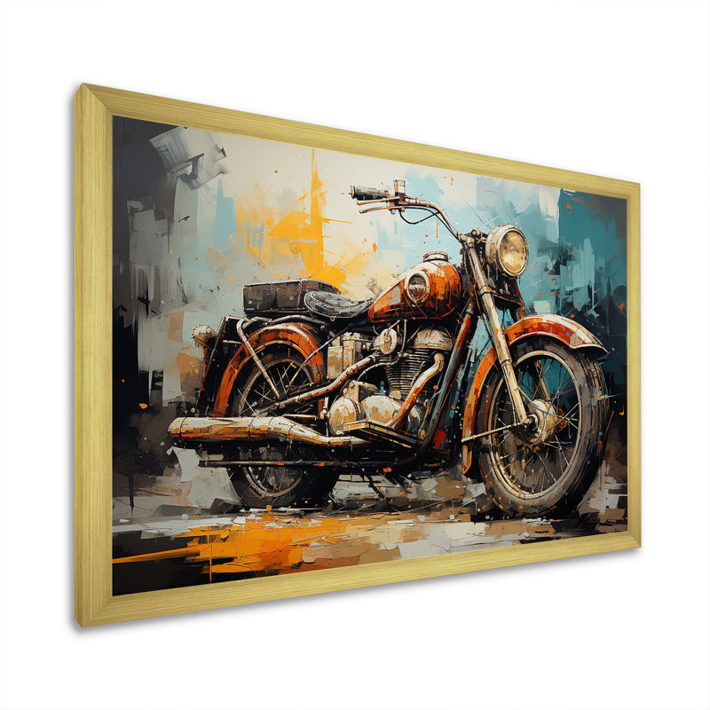 Rustic Motocyle Odyssey, H 12 po x l 20 po x P 1 po, Cadre doré simple