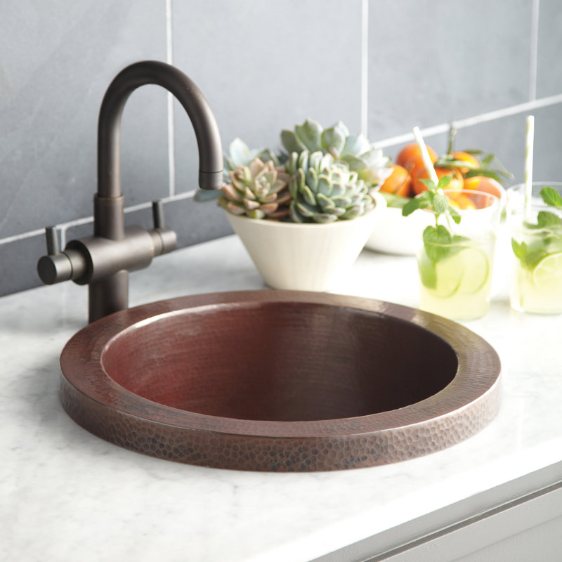 Mojito 16" L x 16" W Drop-In Kitchen Sink, Antique Copper