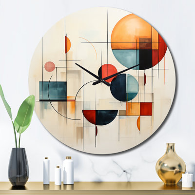 Colorful Mid Century Geometry Patchwork IV - Abstract Collages Wall Clock -  East Urban Home, 90CF245148FC4B84BA6F0ACF94AF0B3B