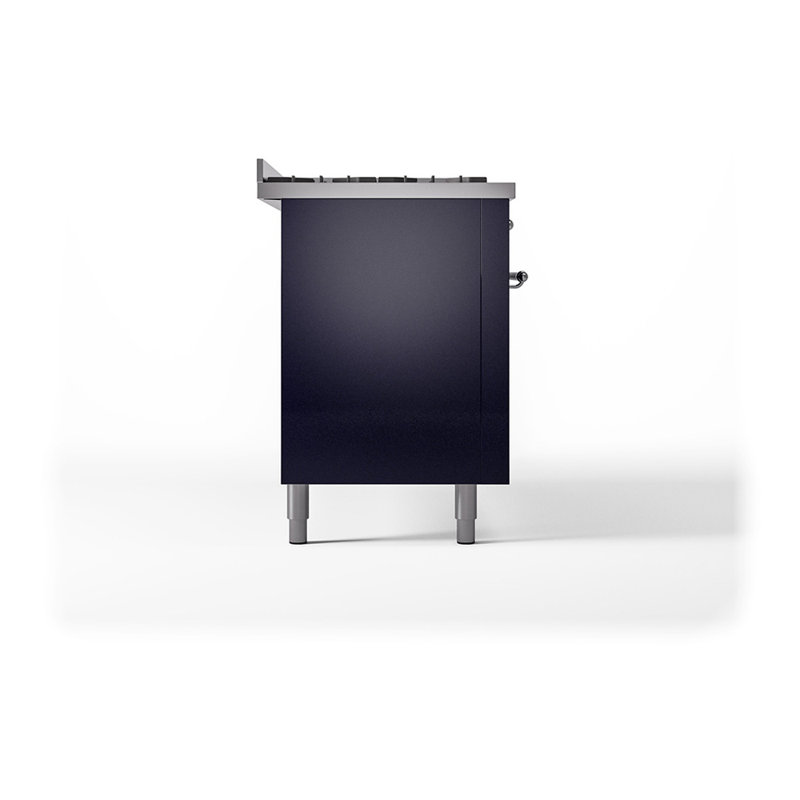 ILVE Nostalgie II Noblesse 60 in Dual Fuel Range, 9 Burner, Griddle, Midnight Blue/Chrome, Natural Gas