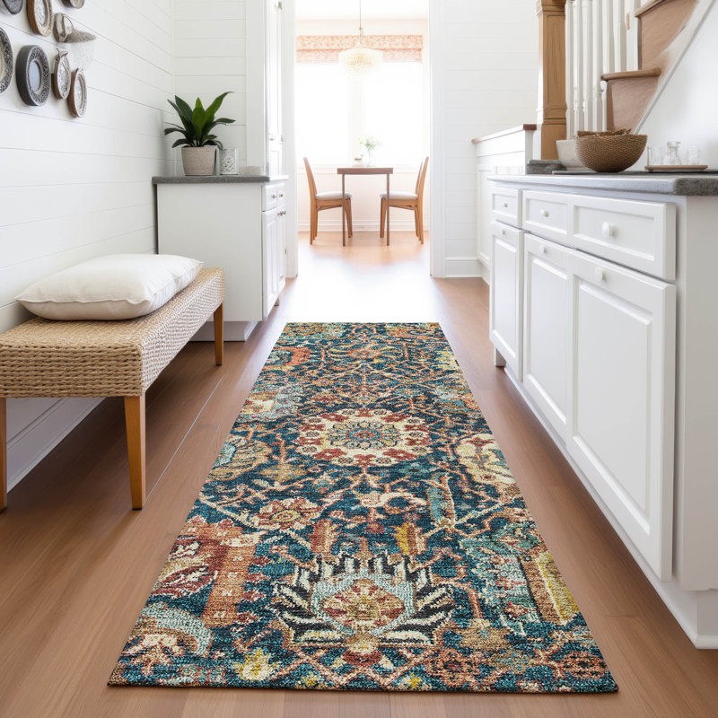 Premium Machine Washable Wayne AMF1101 Damask Rug, Runner 2'3" x 7'6"
