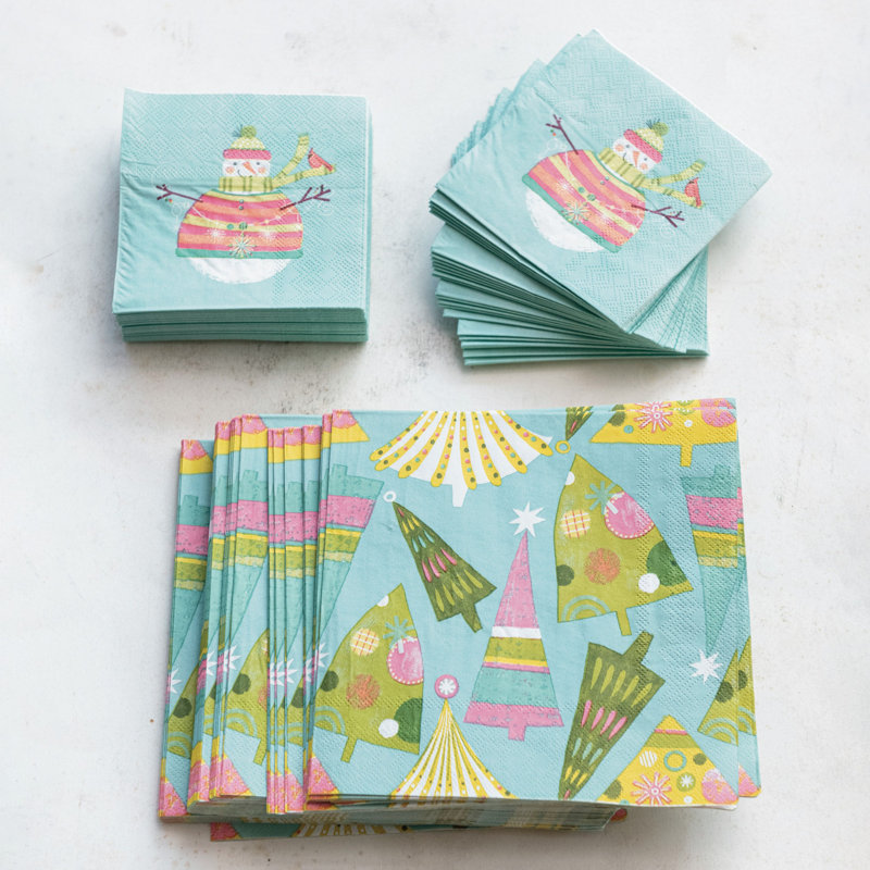 Festive Christmas Tree Square Paper Napkins