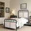 Simple, tissu d'ameublement en lin, structure de lit, plateforme en métal, composant du tissu de la tête, configuration florale du pied, stabilité, performance silencieuse et facile, étapes d'assemblage faciles à faire, matelas en mousse viscoélastique, 8