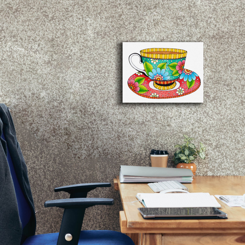 «Colored Teacup» par Hello Angel, art mural sur toile, H 12 po x l 16 po x P 0,75 po