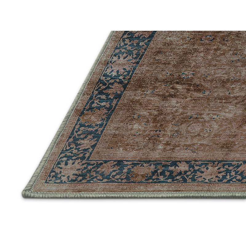 Tapis oriental rectangulaire en chenille / polyester tissé à la machine 5 pi x 8 pi Mondel, Rectangle de 5 pi x 8 pi