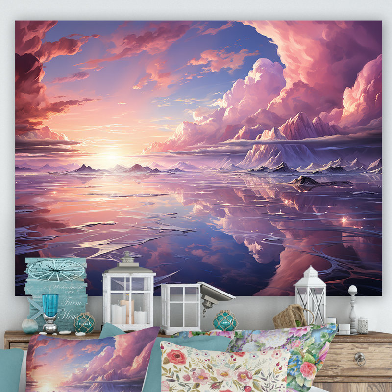 Kawaii paysage nuages IV, H 12 po x l 20 po x P 1 po, Toile tendue