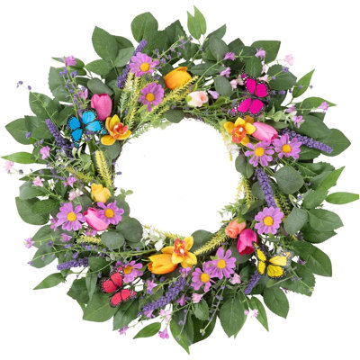 22" Artificial Butterfly Wreath