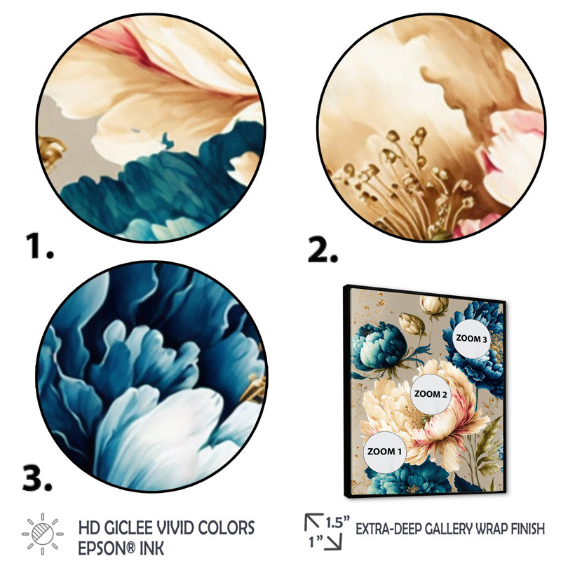 Vibrant multicolore Floral Bunch I - Art mural sur toile floral et botanique, Toile avec cadre photo noir, L 12 po x H 20 po