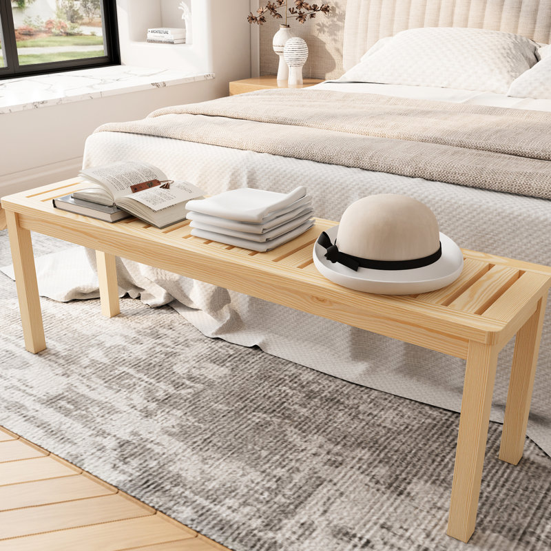 Banc de rangement pour chaussures en bois massif, 52 po