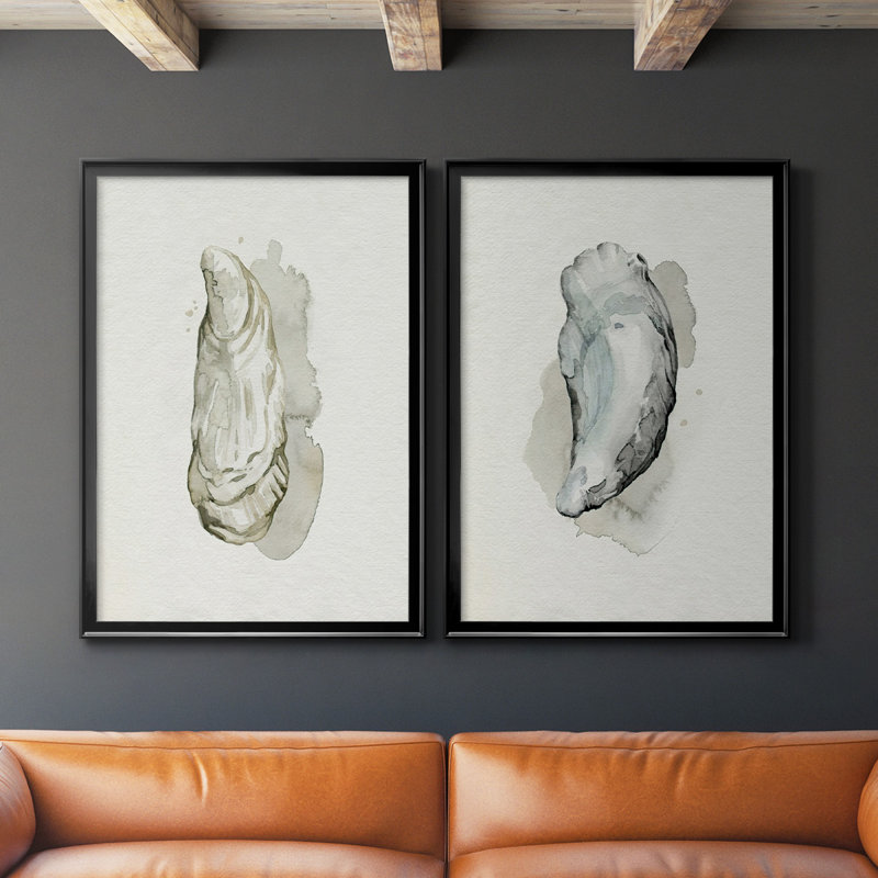 Oysters On The Bay I - ensemble de 2 reproductions d'art sur toile encadrées, Noir, H 24,5 po x l 37 po x P 1,25 po