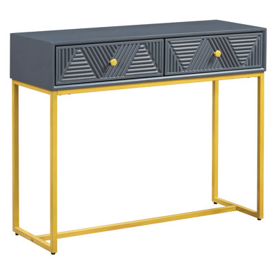 Scaggs Modern Console Table with Storage, Sleek Narrow Entryway Table with Two Striped Drawers