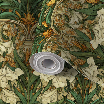 Papier auto-adhésif autocollant et amovible 24 po x 118 po (60 po x 300 cm) Art Nouveau