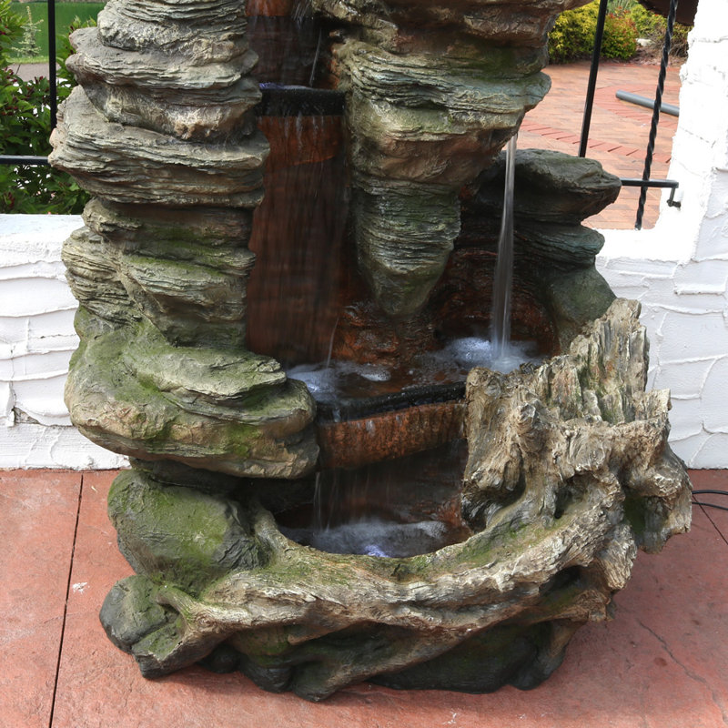 Waddell Weather Resistant Floor Fountain with Light