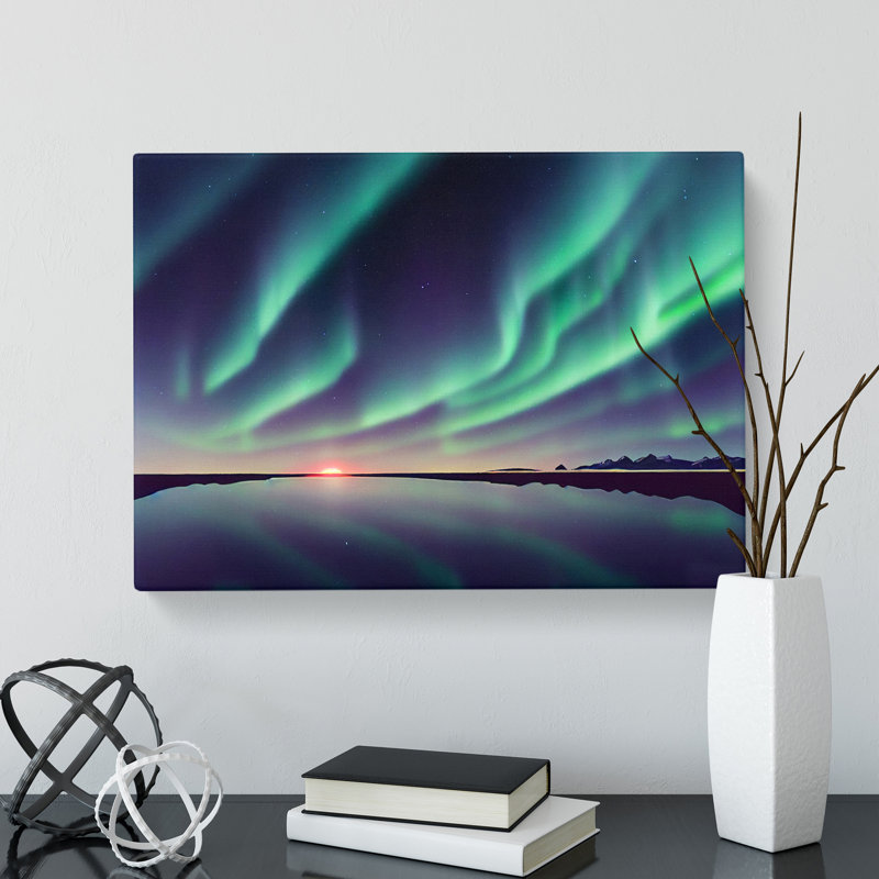 Aurora Borealis Reflection - Wrapped Canvas, 35cm H x 50cm W x 3cm D
