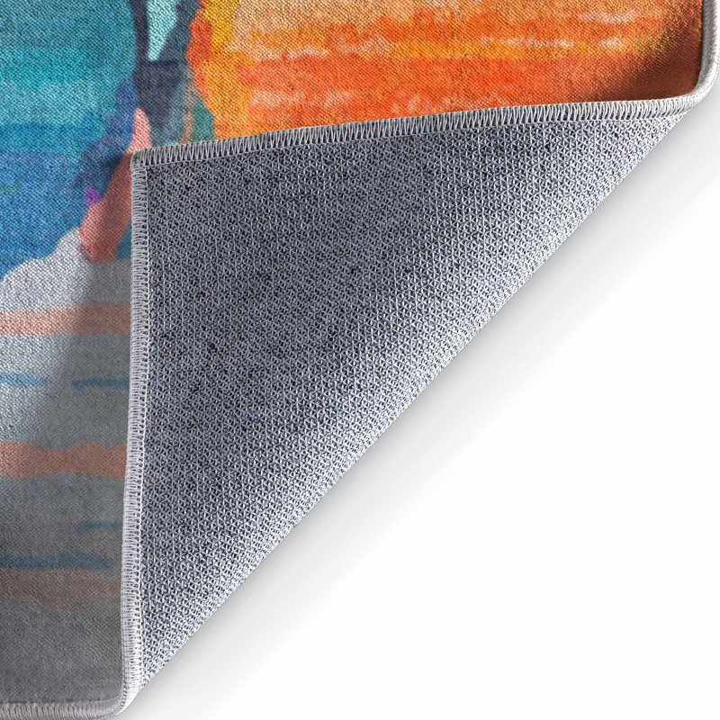 Abstract Nuances Multi Pebble Watercolor Area Rug, Rectangle 7'7" x 9'10" 