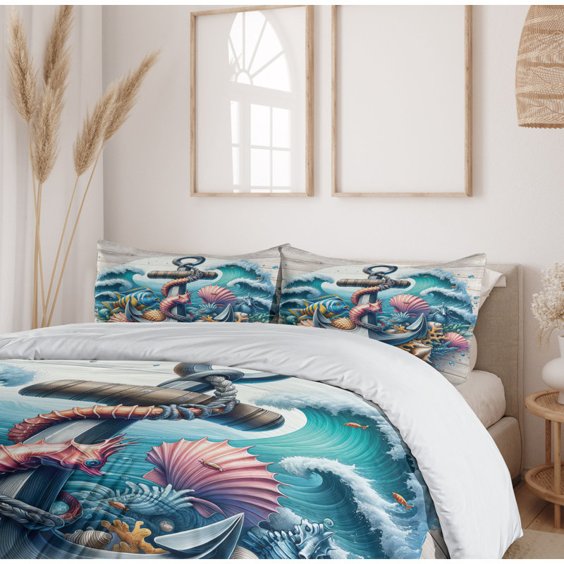 Nautical Duvet Cover, King Duvet Cover + 2 Standard Shams