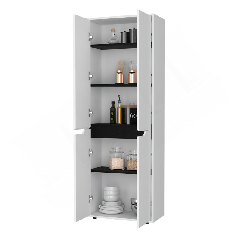 Garde-manger à 5 tablettes et 4 portes Keyser, blanc / noir