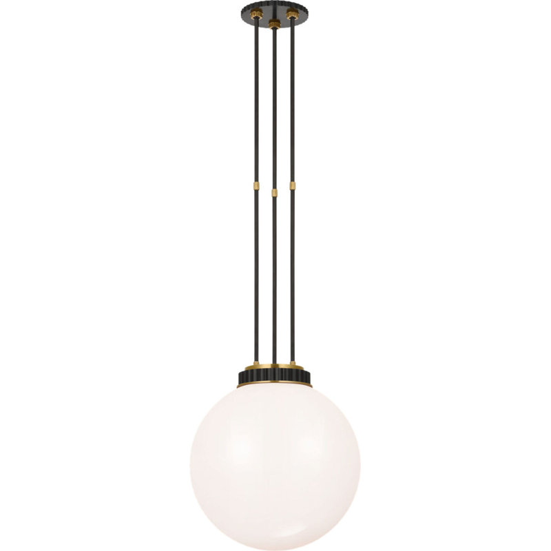 Cavill 16" Pendant with White Glass, Bronze/Natural Brass