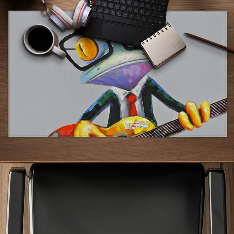 Funny frog playing guitar - 14.00"x24.25" Desk mat
