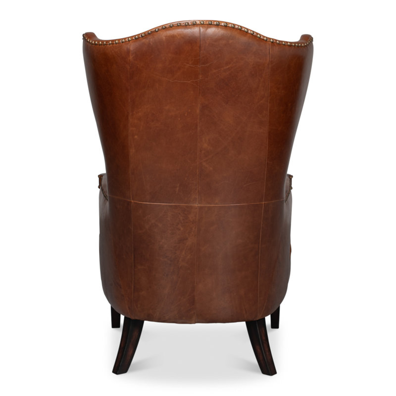Drake Armchair, Dark Brown Genuine Leather