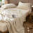 MooMee Fitted Sheet Only Extra Deep Pocket 100% Washed Cotton Linen Like Textured Lightweight Breathable-107672100-107672093