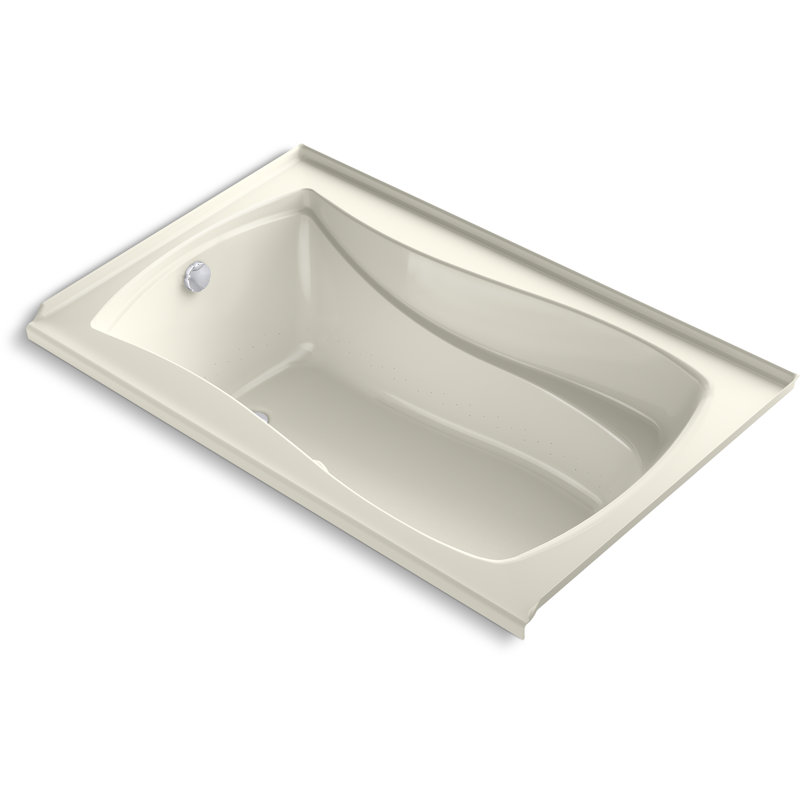 Mariposa 60" x 36" Air Acrylic Bathtub, Biscuit, Left