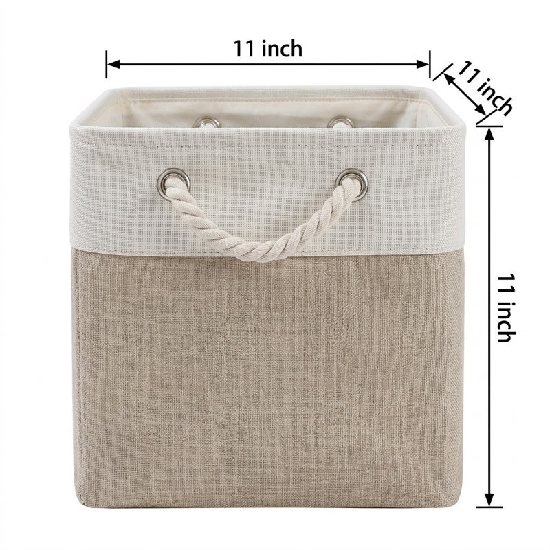 Ensemble de 6 bacs de rangement cubiques en tissu avec poignées