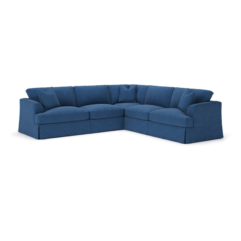 Lucia 4-Piece Slipcovered Sectional, Right Hand Facing, Classic Indigo Denim