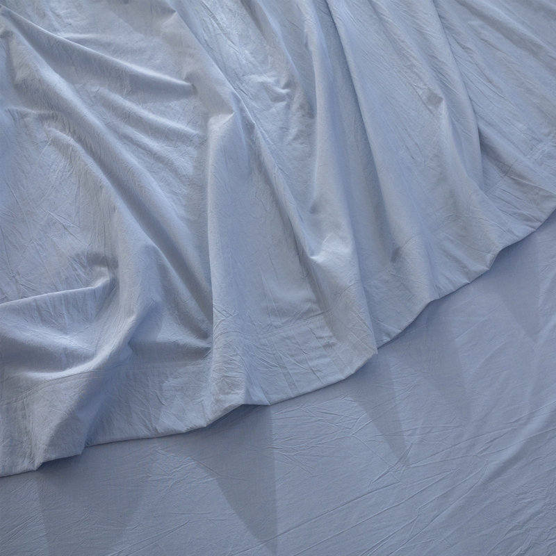 MooMee Flat Sheet 100% Washed Cotton Linen Like Textured Breathable Lightweight, Khaki, Queen Flat Sheet