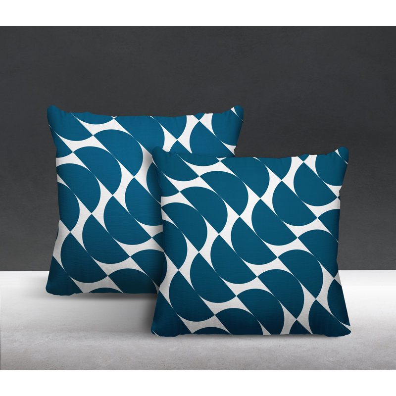 Oreiller carré intérieur / extérieur Mandi, L 19 po x H 19 po, Turquoise