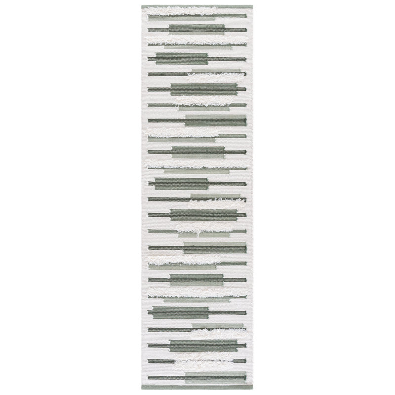 Kenya Hand Woven Wool;Cotton Striped Indoor Rug, Runner 2'3" x 8'