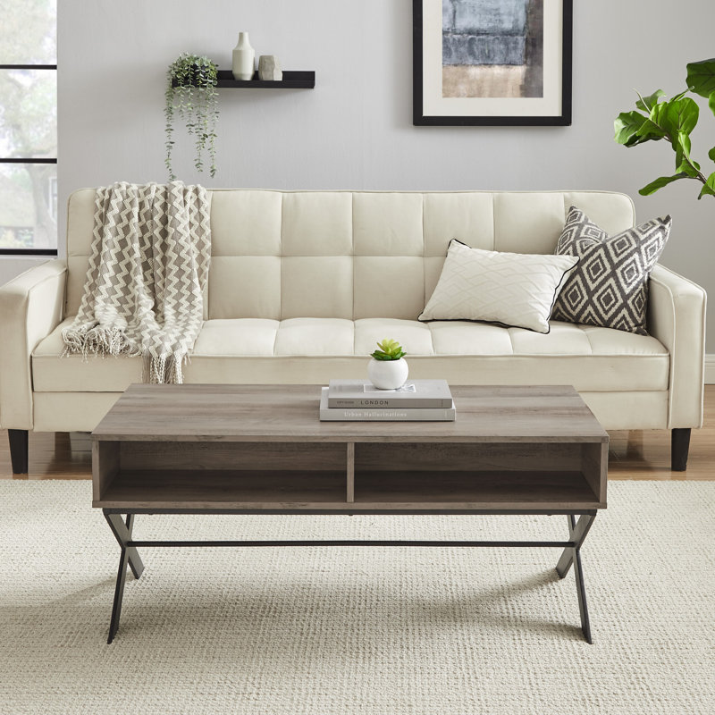 Table basse avec rangement Michela, Gris délavé