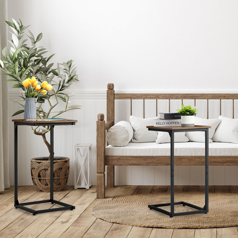 2-Pack Simple C-Shaped Side Table (Brown)