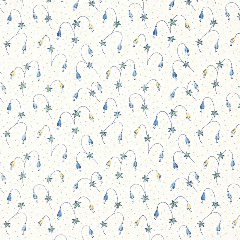 Papier peint floral Lolly, Bleus