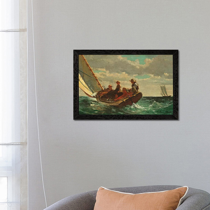 Breezing Up ( A Fair Wind), 1873-76 by Winslow Homer - Painting on Canvas, Black Floater Framed, 66.04 cm H x 45.72 cm W