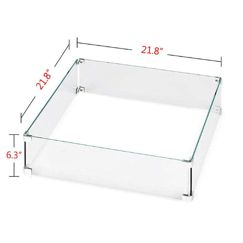 Square Tempered Glass Fire Table Windshield Flame Blocker