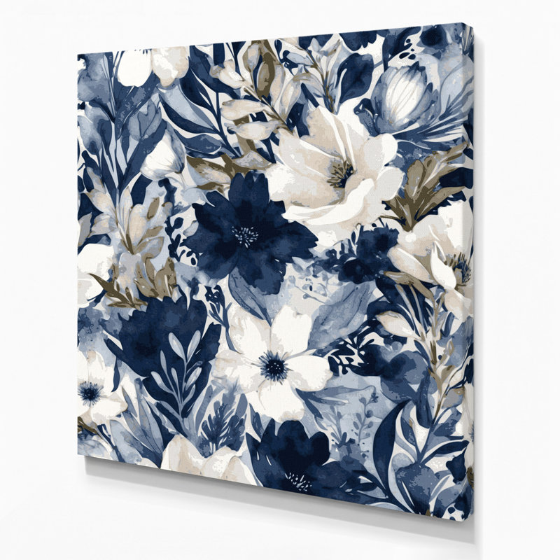 "Watercolor Floral 74", art mural sur toile grise, H 12 po x l 12 po