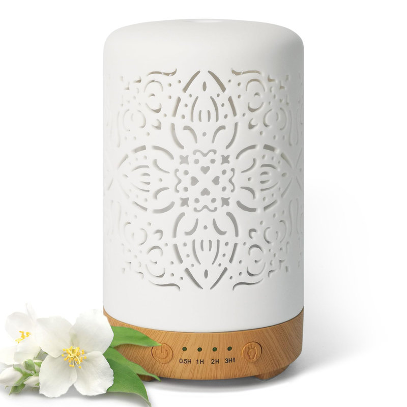 Essential Oil Diffuser White Ceramic Diffuser 100 Ml Timers Night Lights And Auto Off Function Home Office Humidifier Aromatherapy Diffusers For Essential Oils