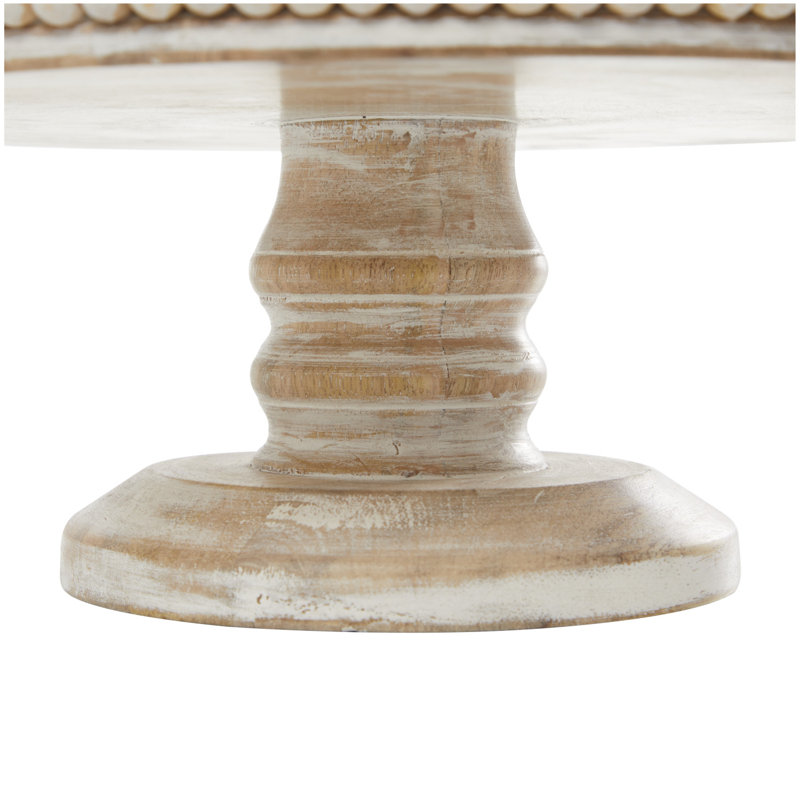 Mango wood cake stand with glass dome