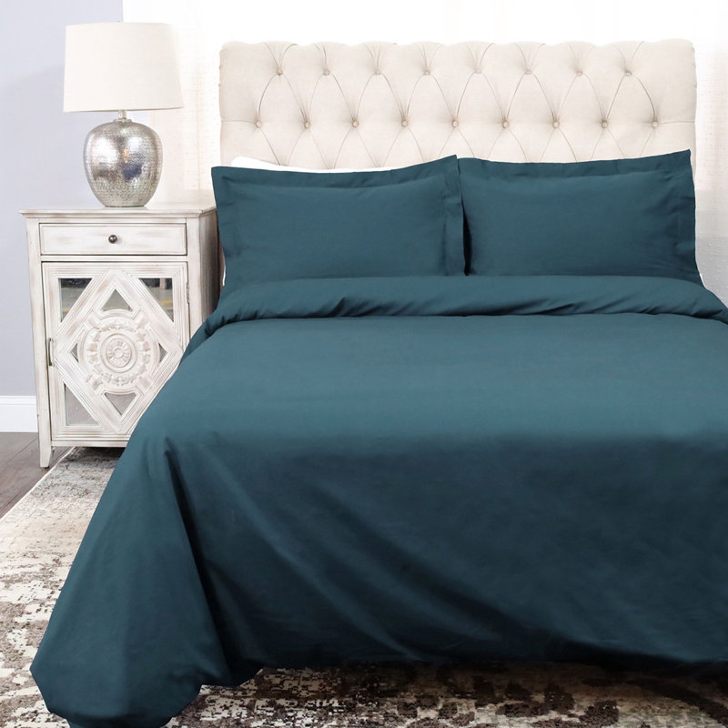 Ensemble de housse de couette 3 pièces 100 % coton, Bleu marine